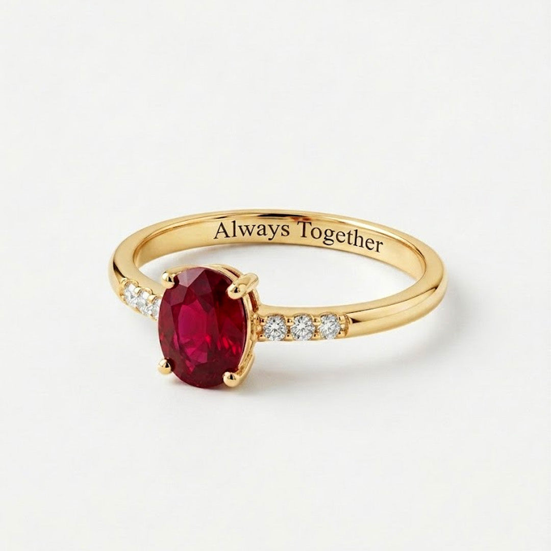 Oval Stone with Shoulder Accent Ring