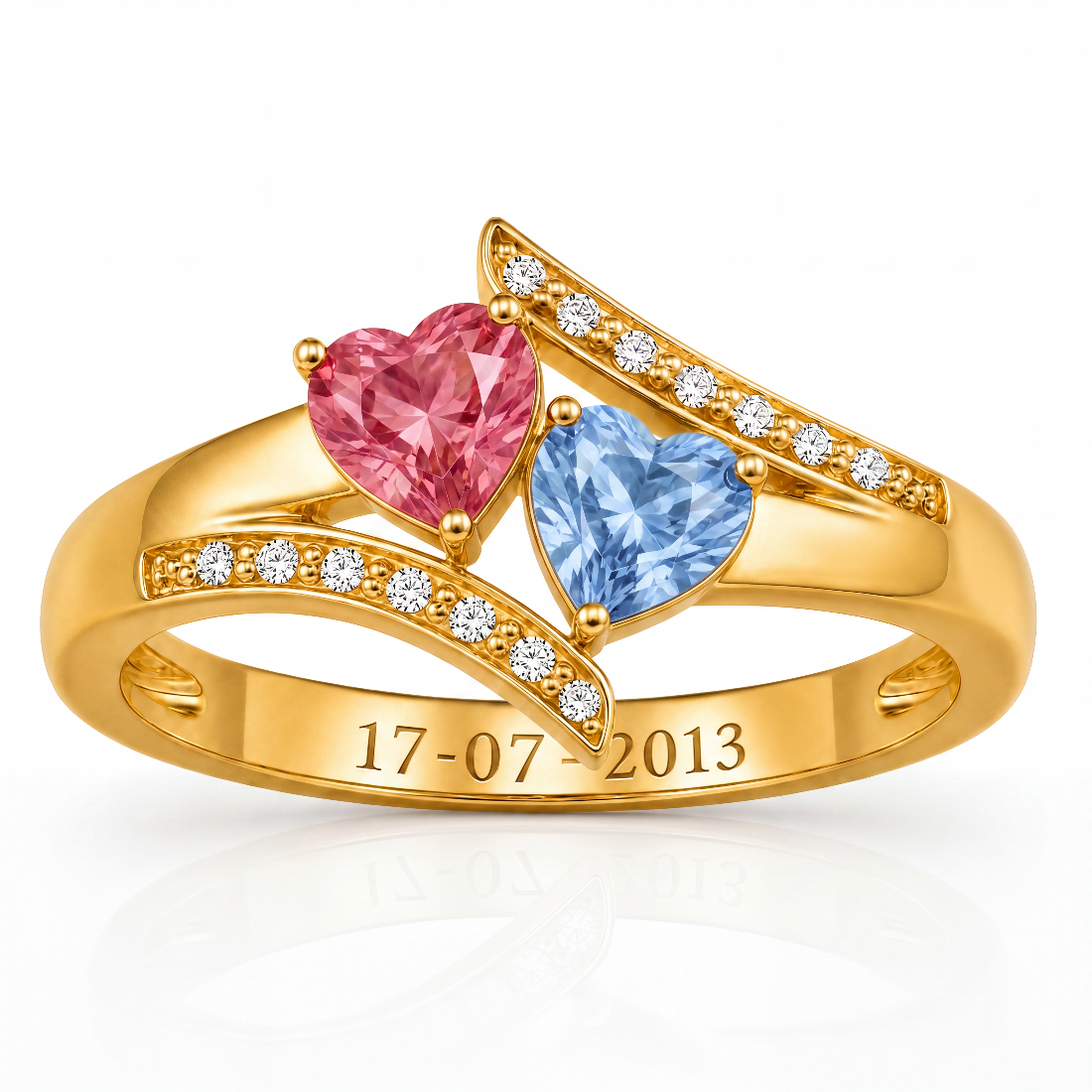 Cross Over Heart Stone Ring