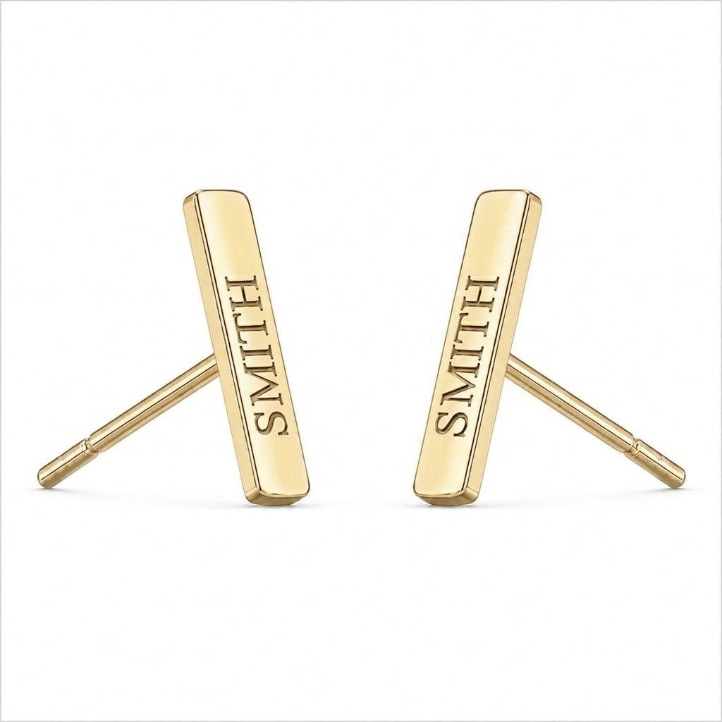 Engravable Bar Stud Earrings