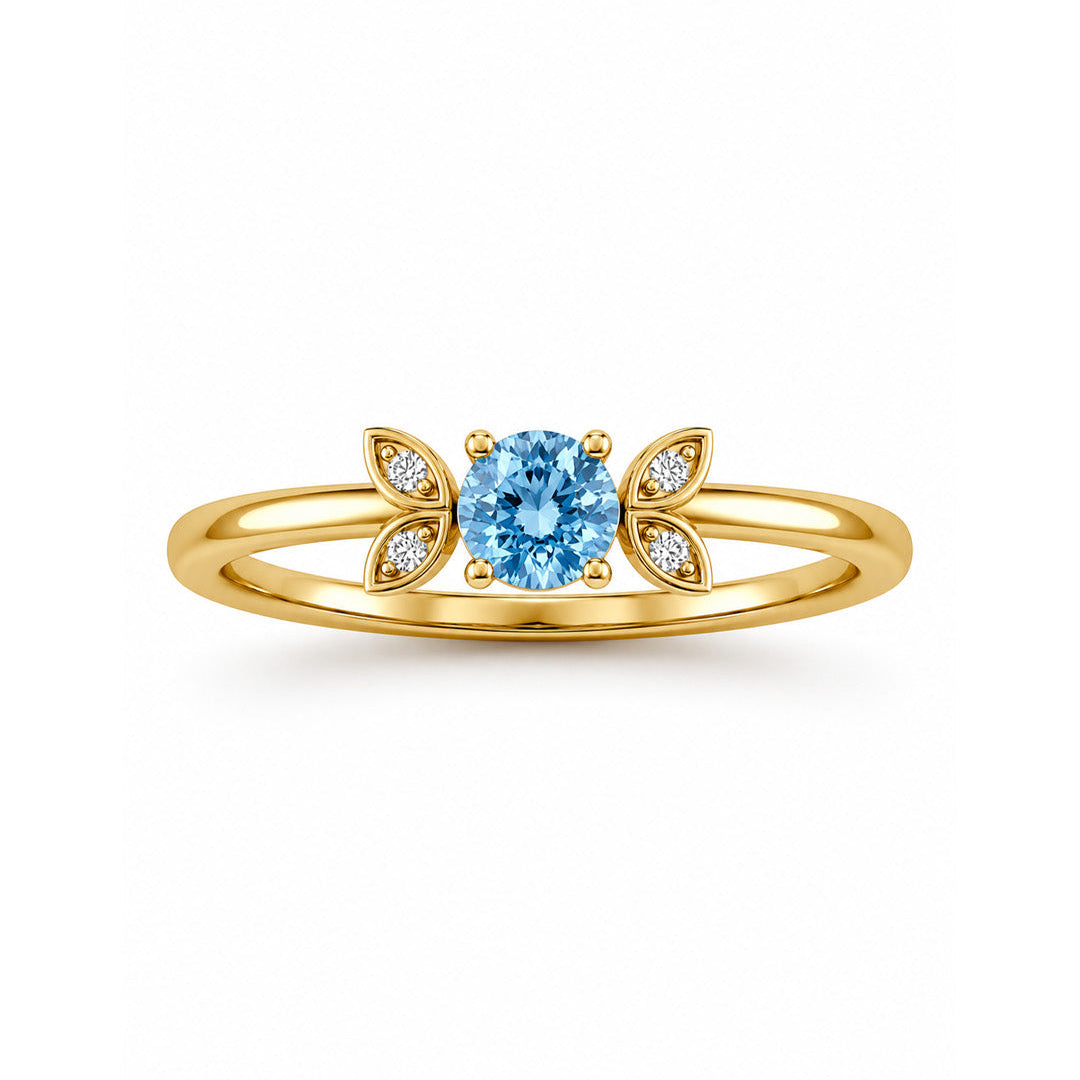 Birthstone Ring with Petal Accents