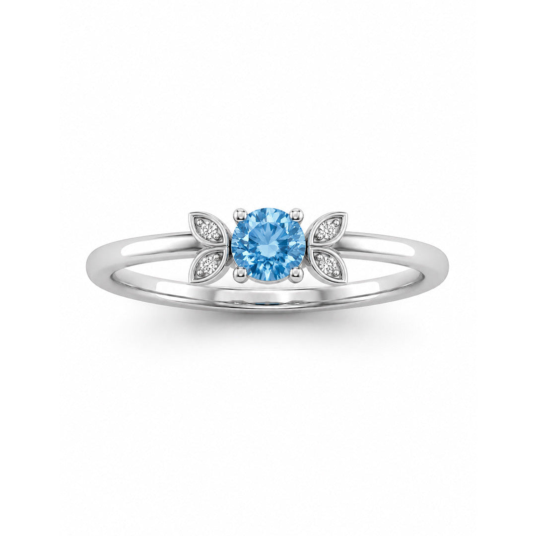 Birthstone Ring with Petal Accents