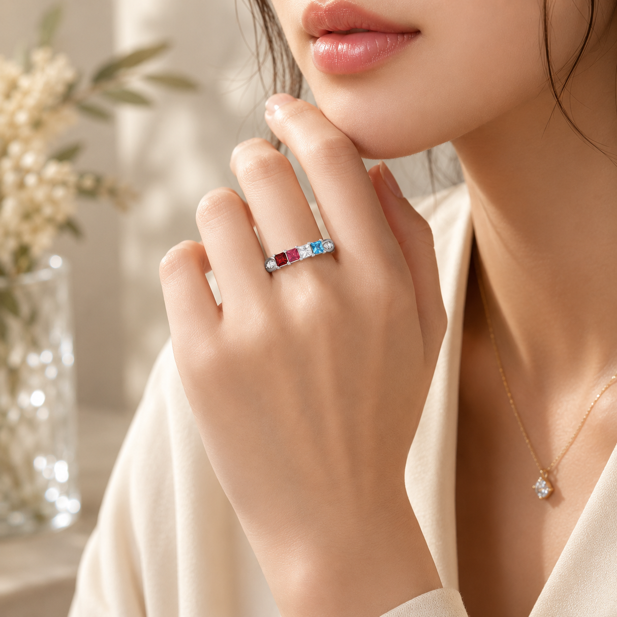 Princess Cut Birthstone Ring