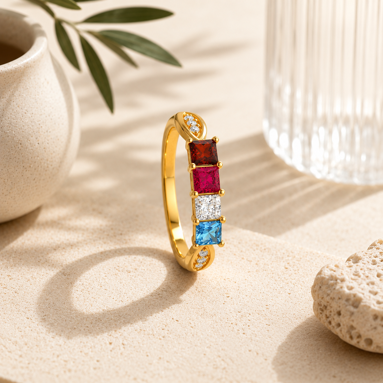 Princess Cut Birthstone Ring