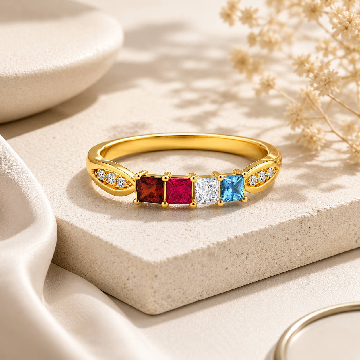 Princess Cut Birthstone Ring