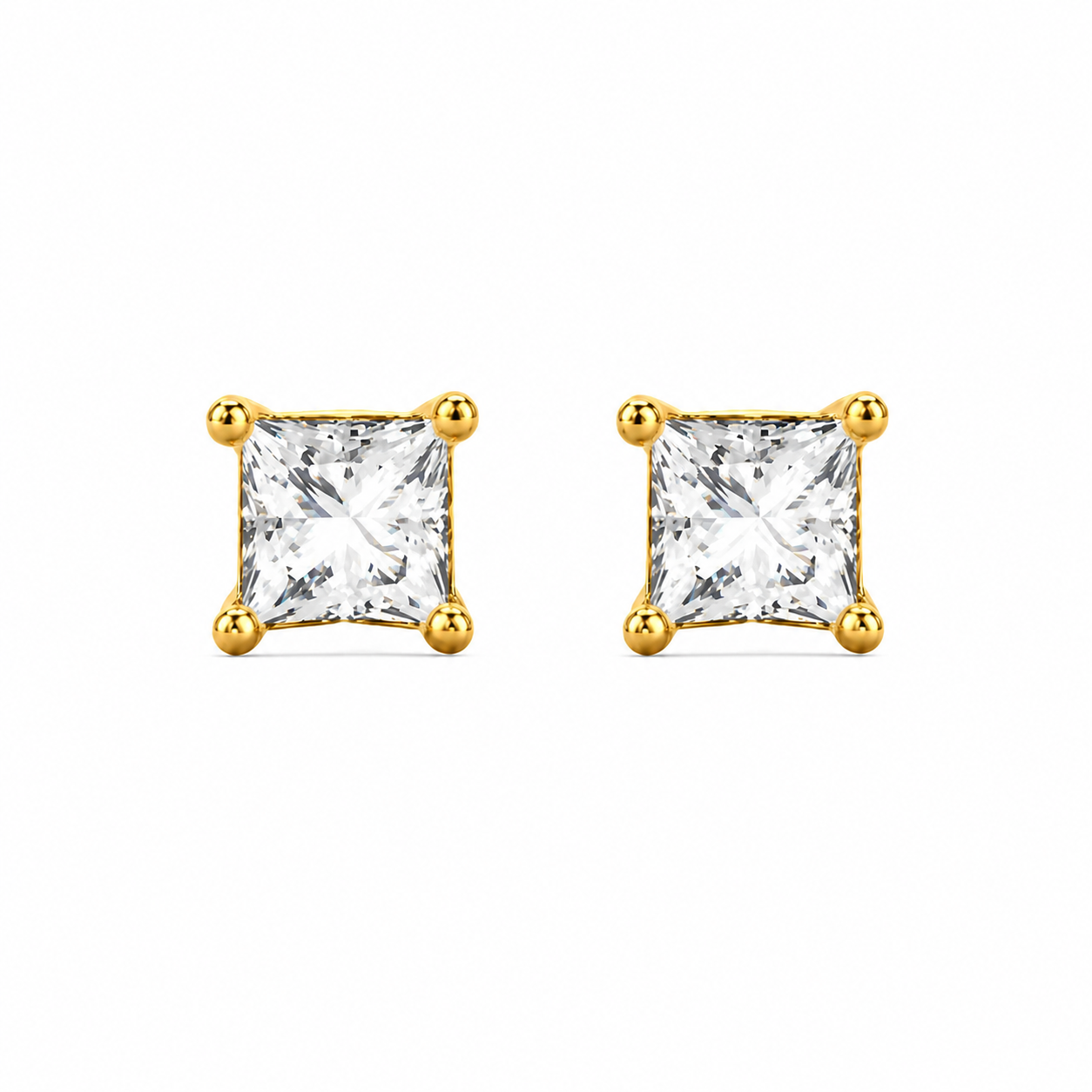 Princess Cut Birthstone Stud Earrings
