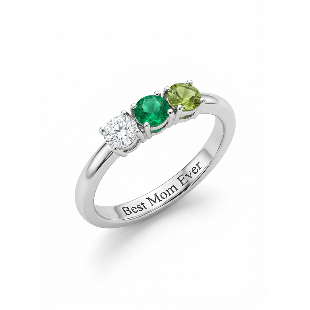 Radiant Three Birthstone Ring