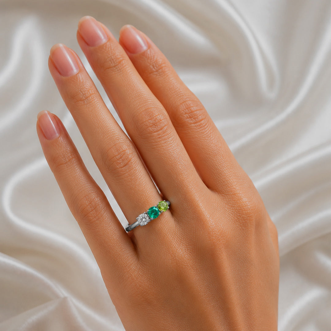 Radiant Three Birthstone Ring