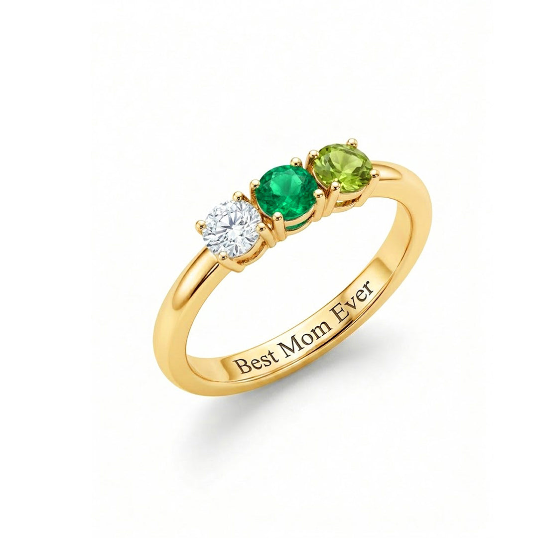 Radiant Three Birthstone Ring