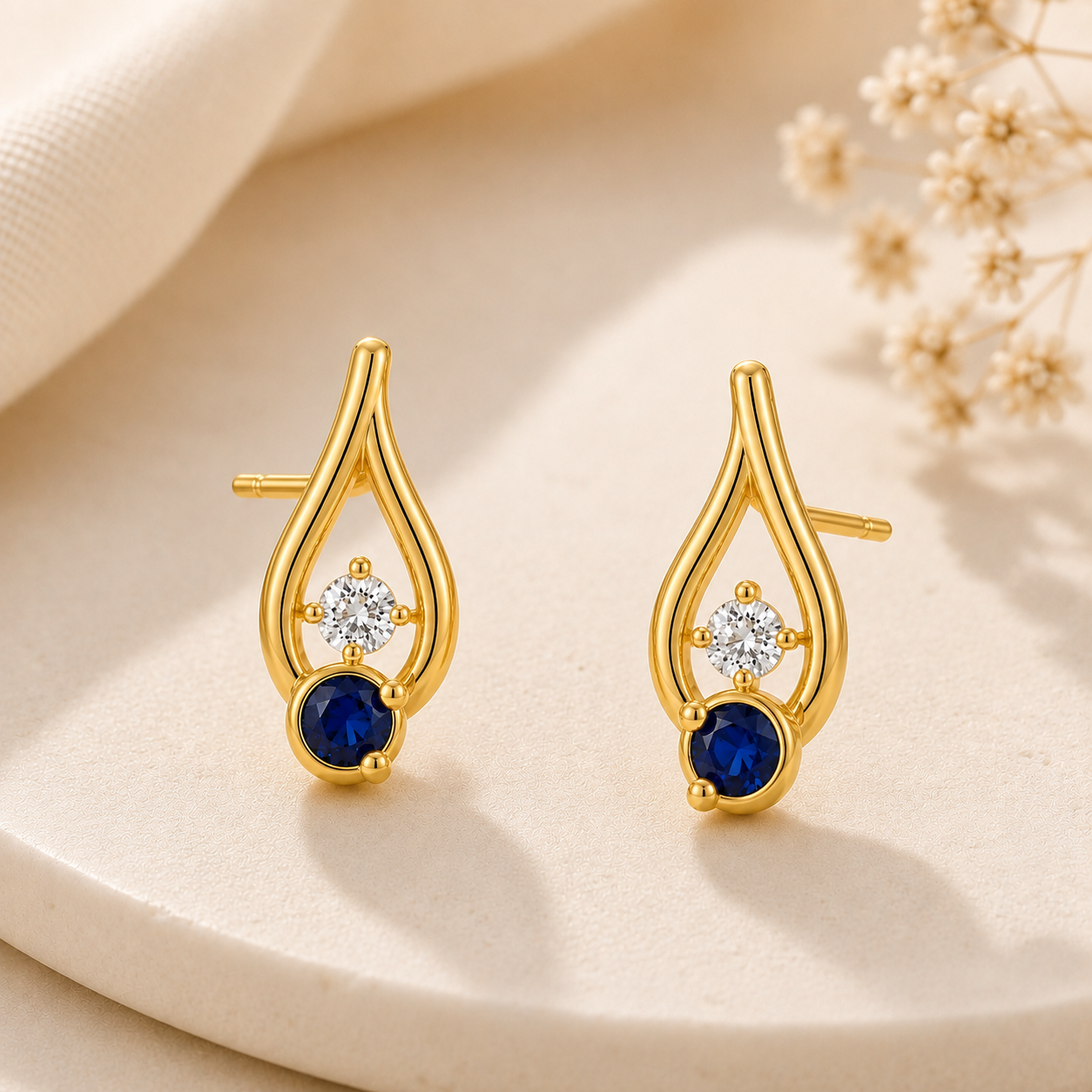 Two Stone Teardrop Earrings