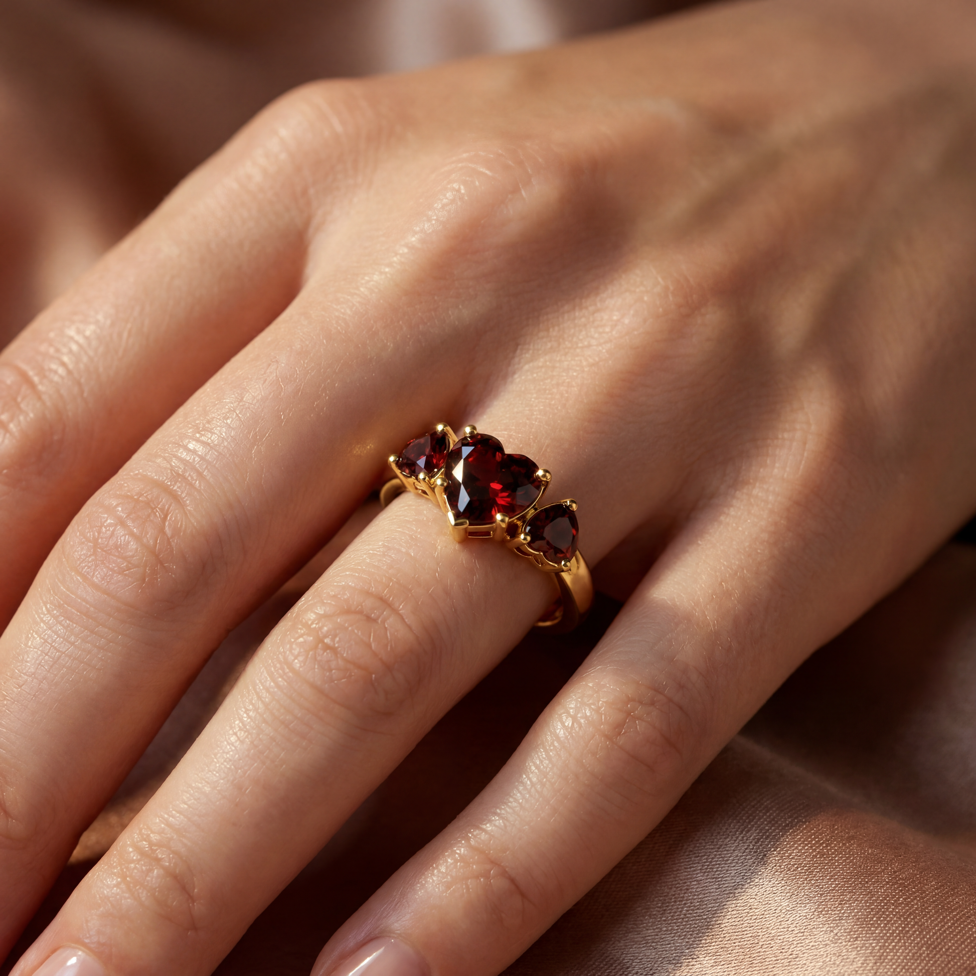 3 Stone Heart Ring
