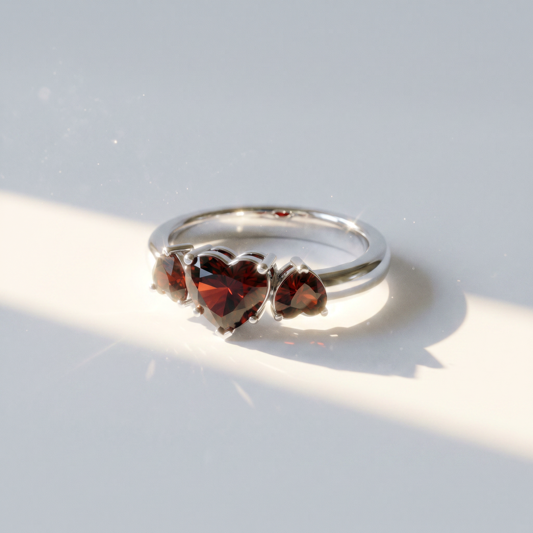 3 Stone Heart Ring