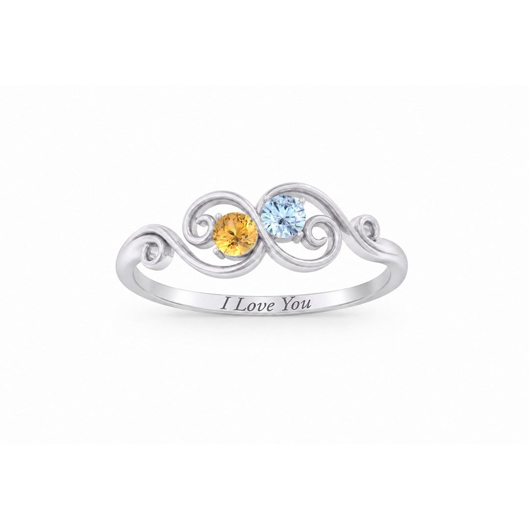 Birthstone Scroll Ring