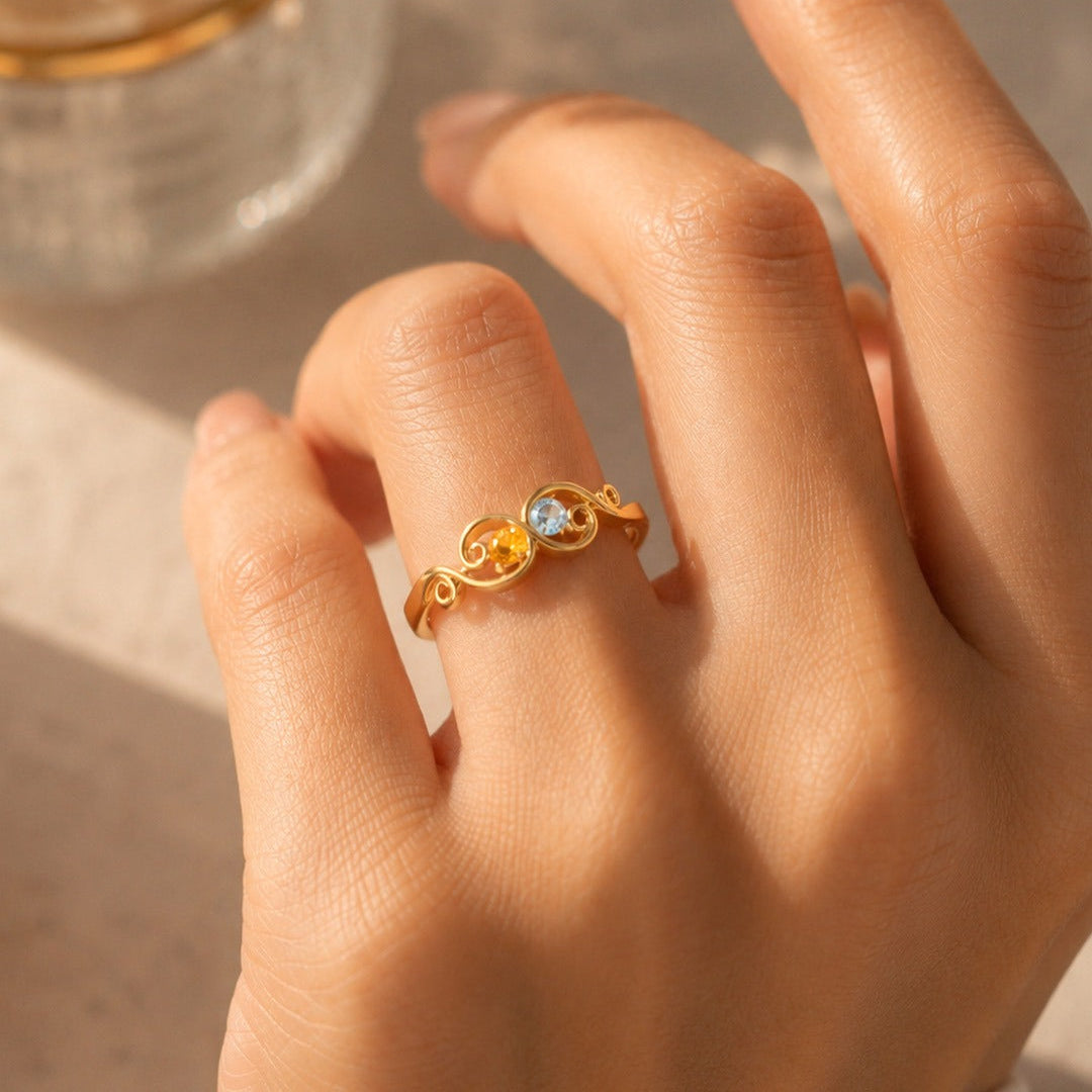 Birthstone Scroll Ring