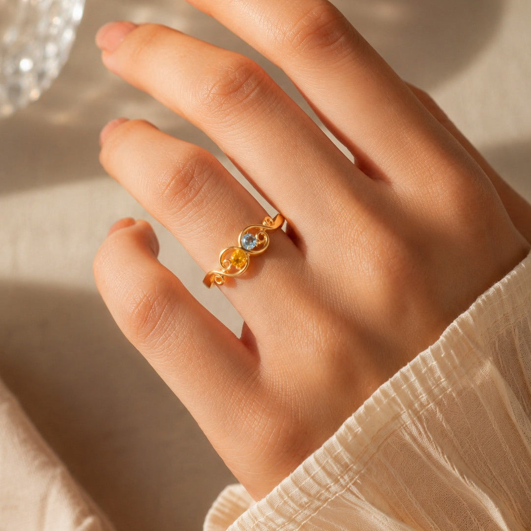 Birthstone Scroll Ring