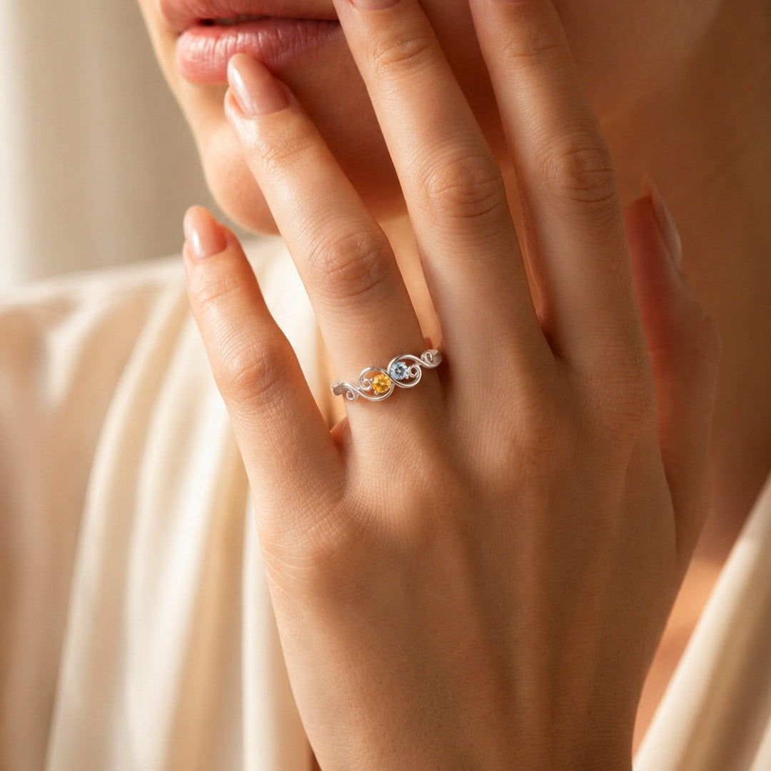 Birthstone Scroll Ring