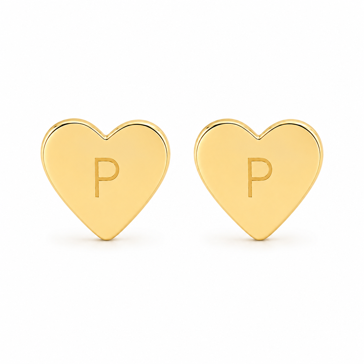 Heart Initial Stud Earrings