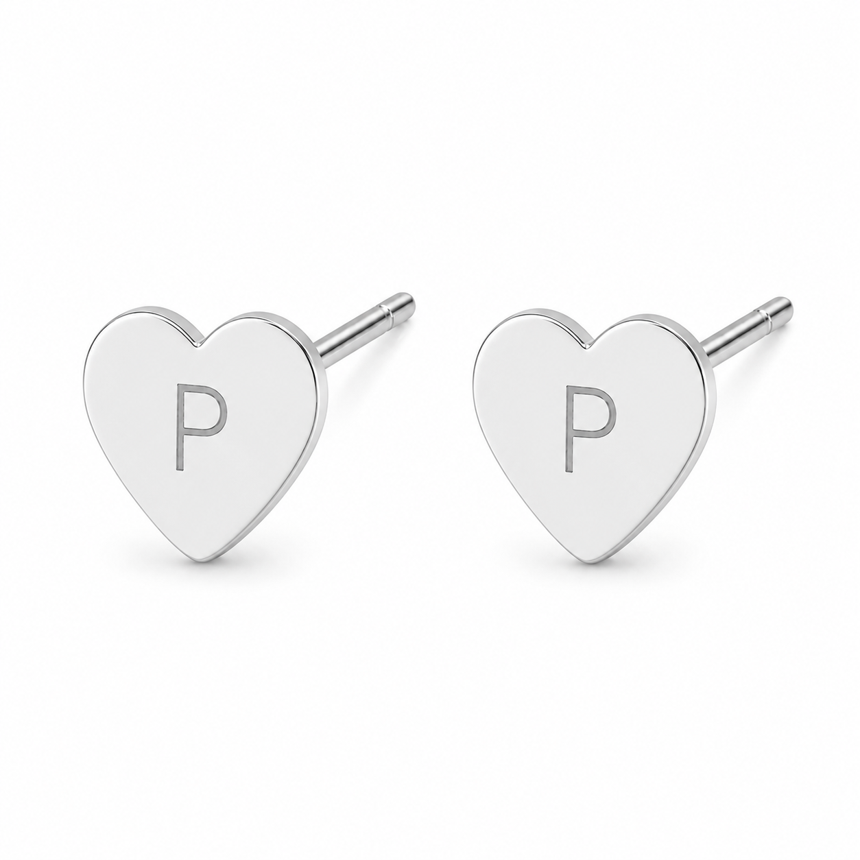Heart Initial Stud Earrings