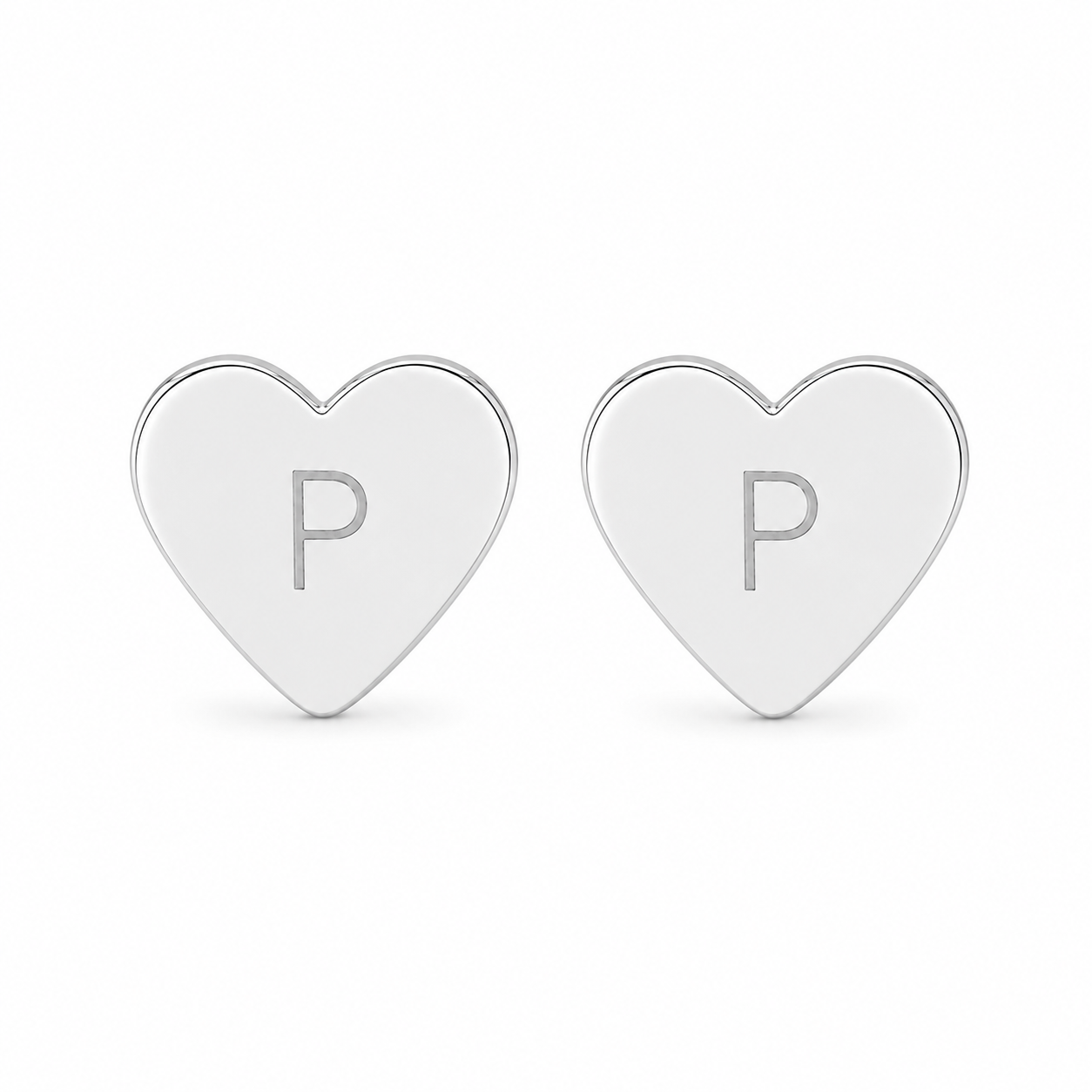 Heart Initial Stud Earrings