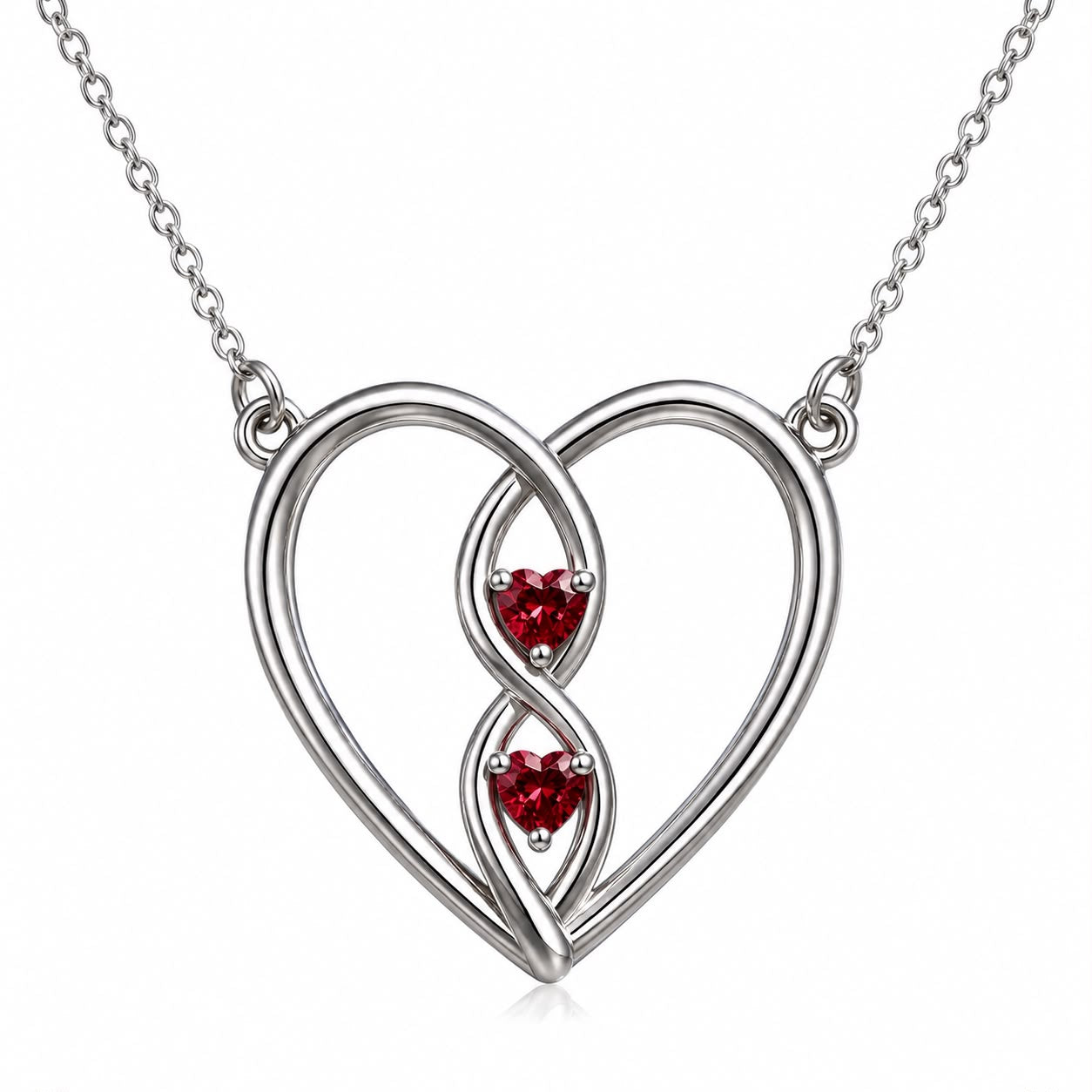 Infinity Heart Necklace with Heart Stones
