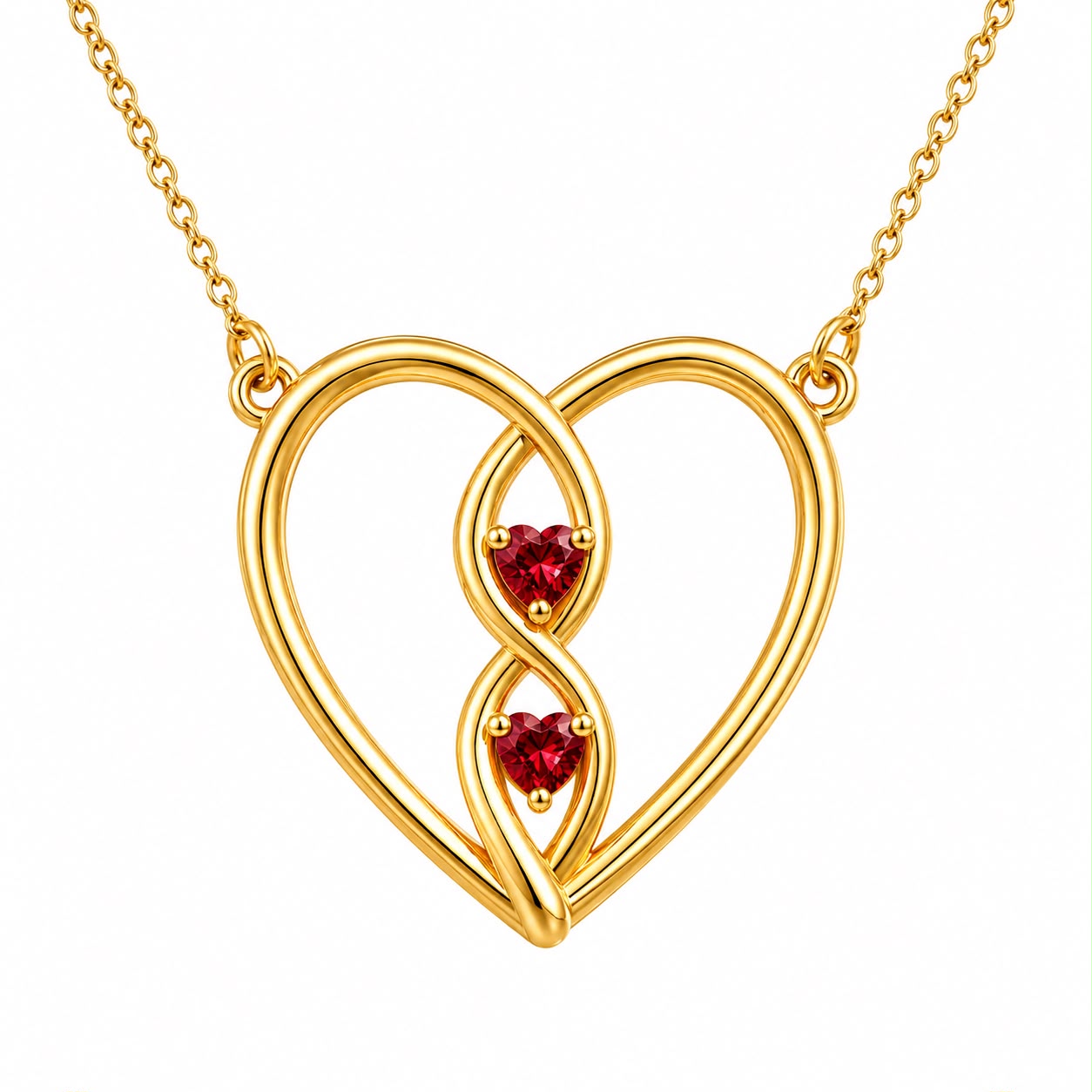 Infinity Heart Necklace with Heart Stones