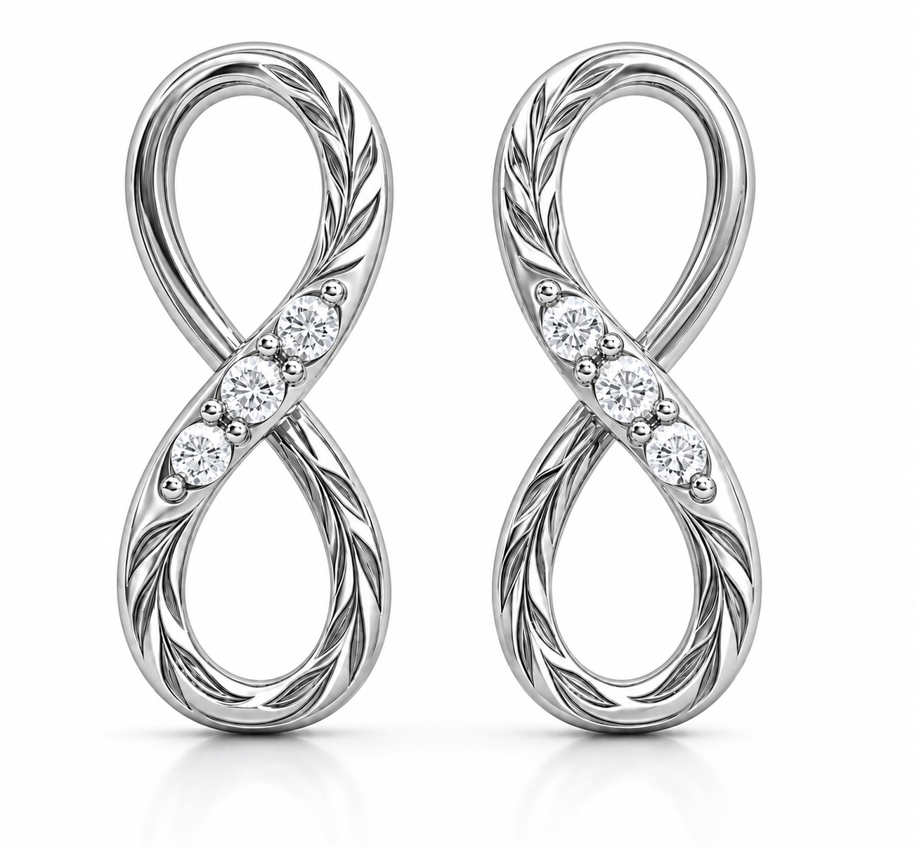 Three Stone Infinity Stud Earrings