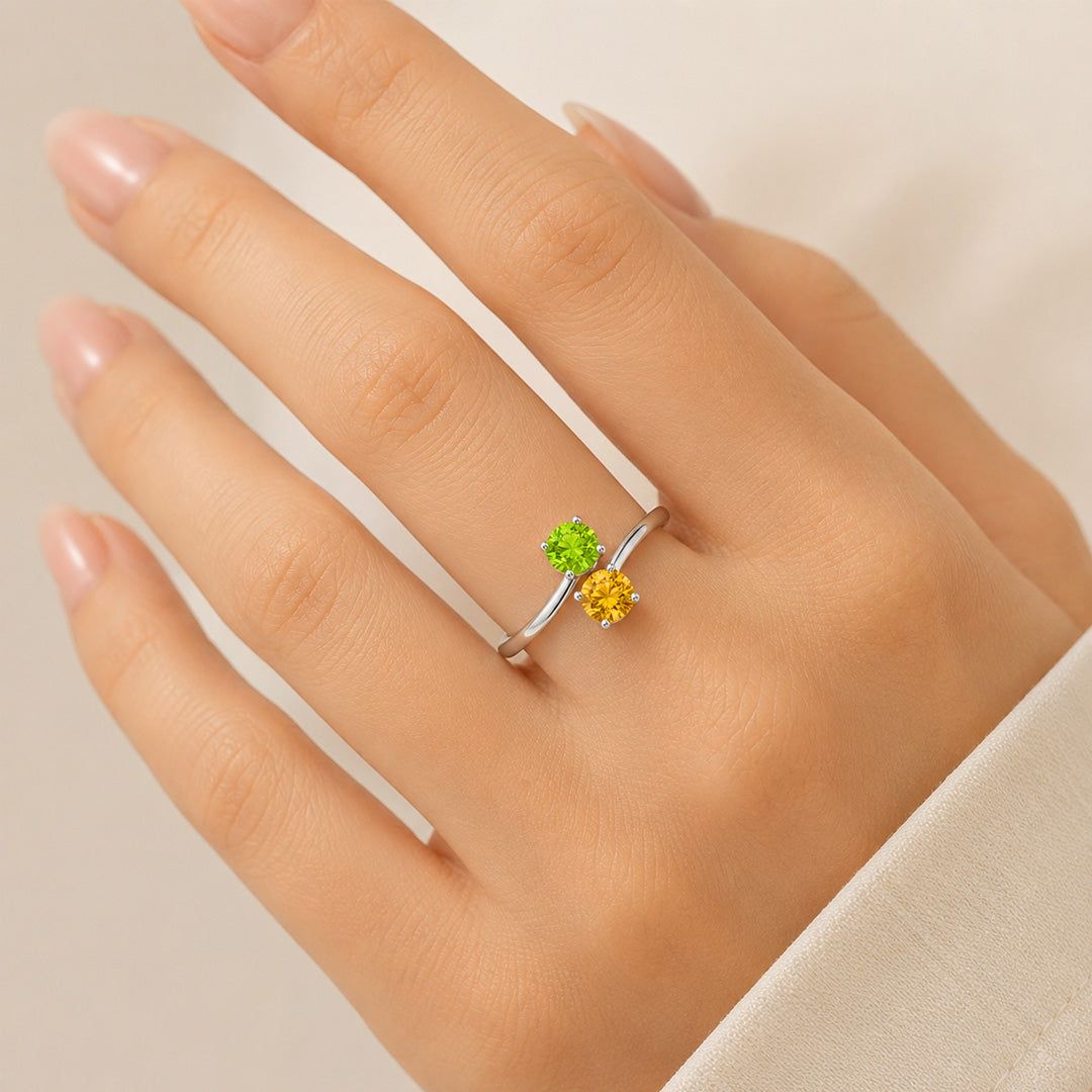 Bypass Round Birthstone Ring