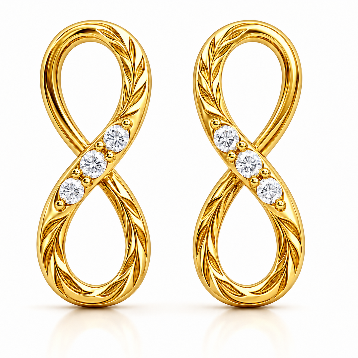Three Stone Infinity Stud Earrings