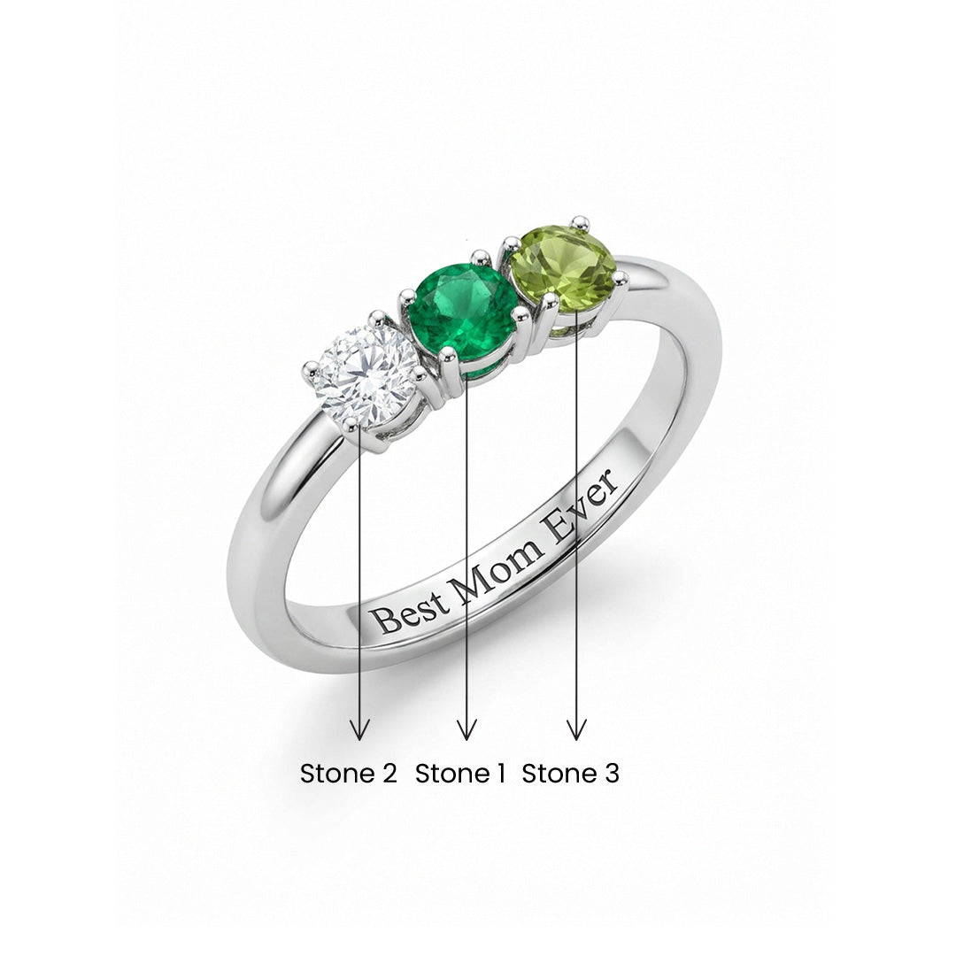 Radiant Three Birthstone Ring