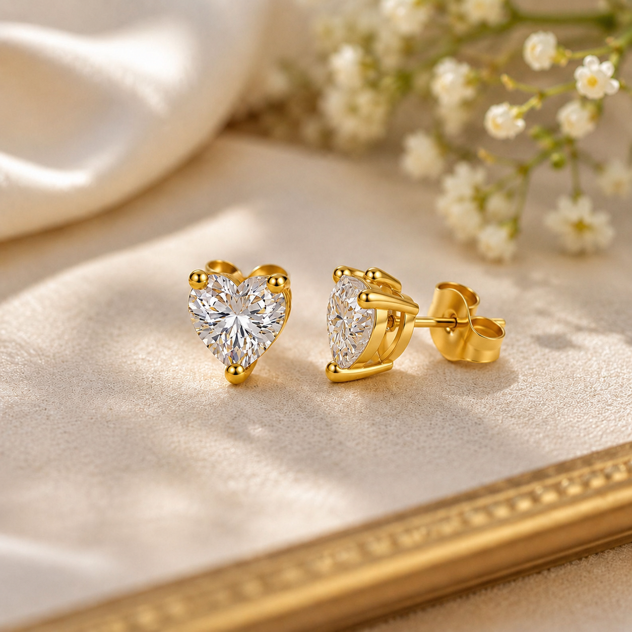 Heart Shape Birthstone Stud Earrings