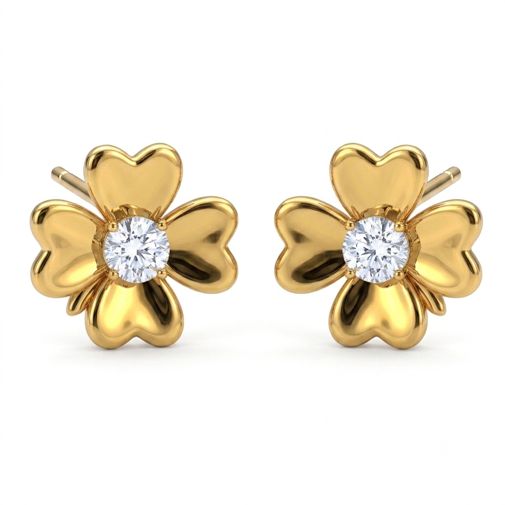 Heart Clover Studs