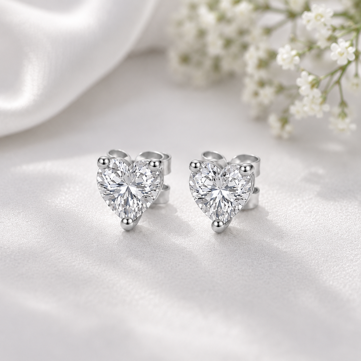 Heart Shape Birthstone Stud Earrings