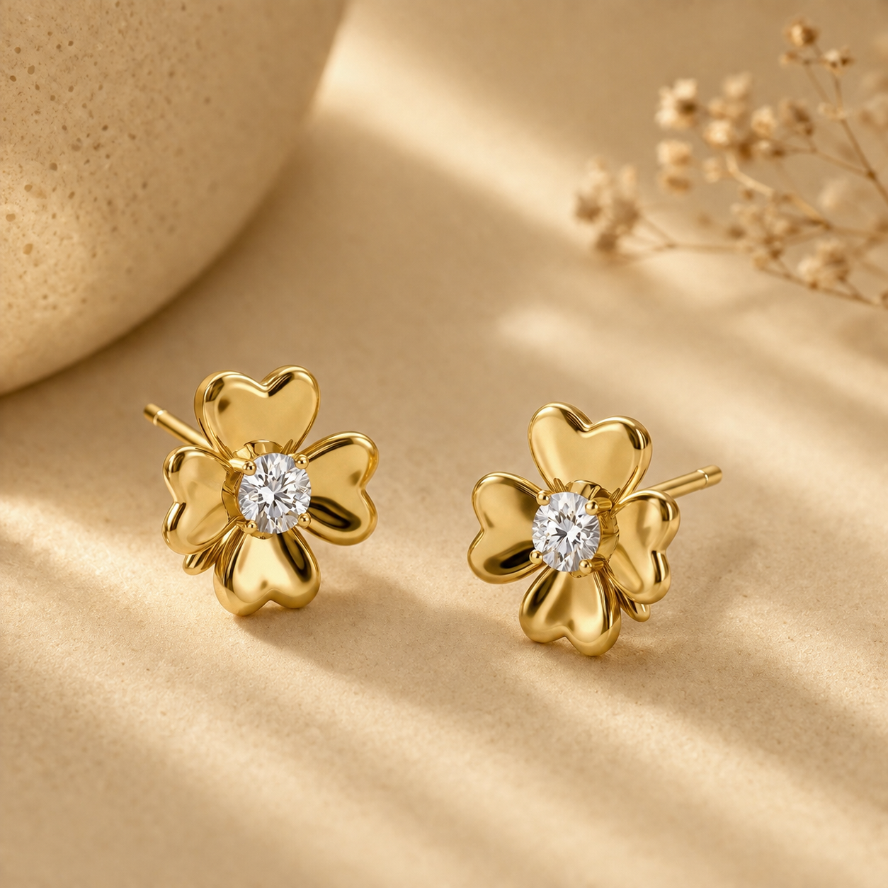 Heart Clover Studs