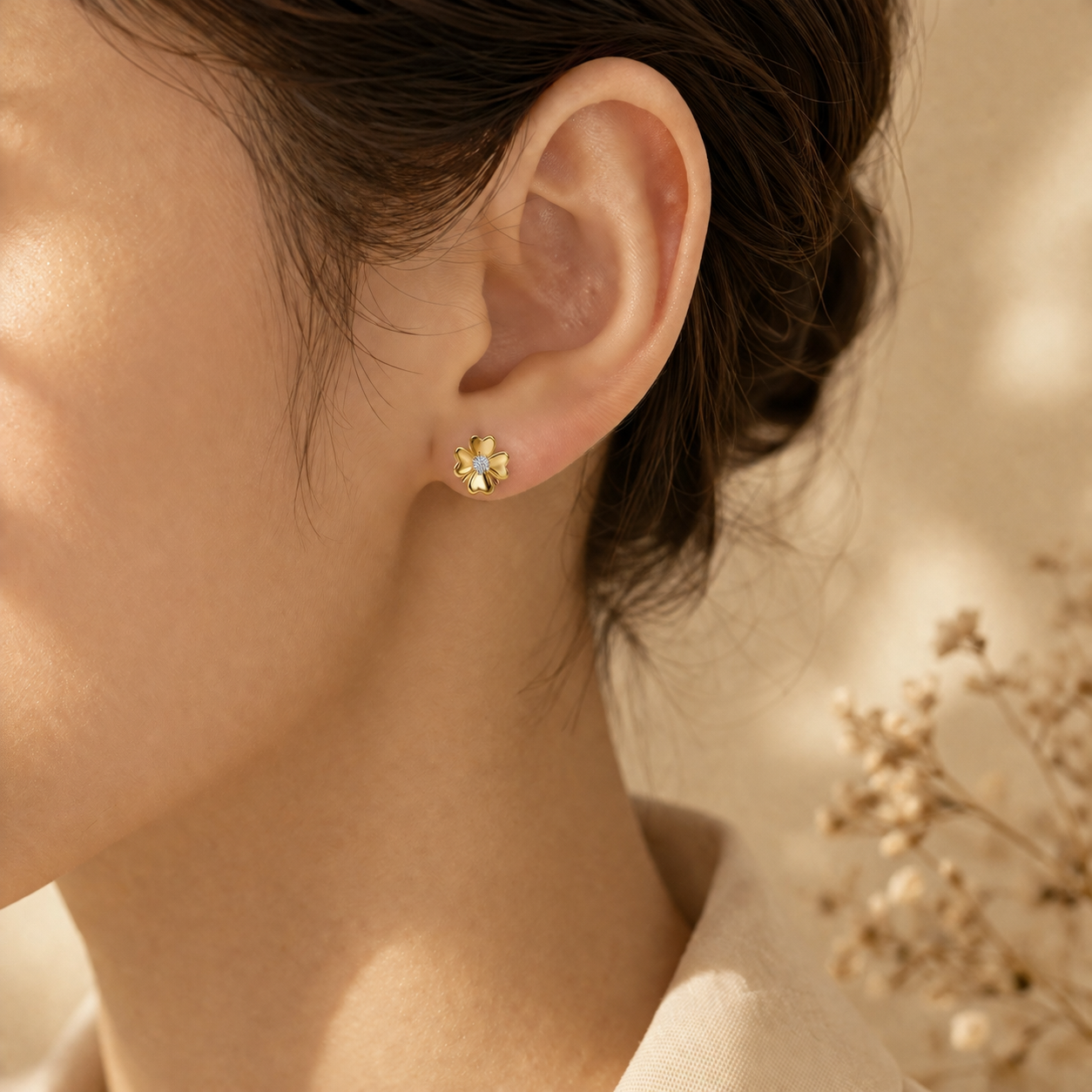 Heart Clover Studs
