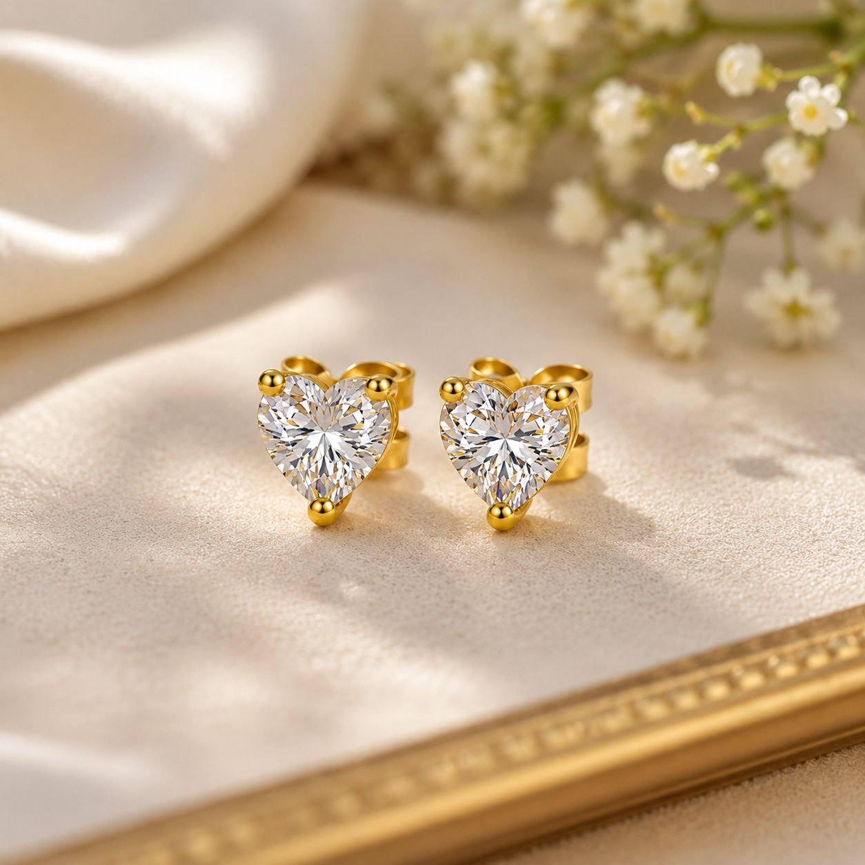 Heart Shape Birthstone Stud Earrings
