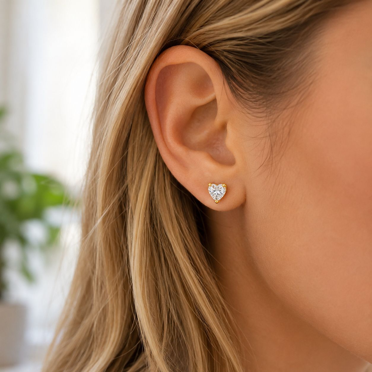 Heart Shape Birthstone Stud Earrings