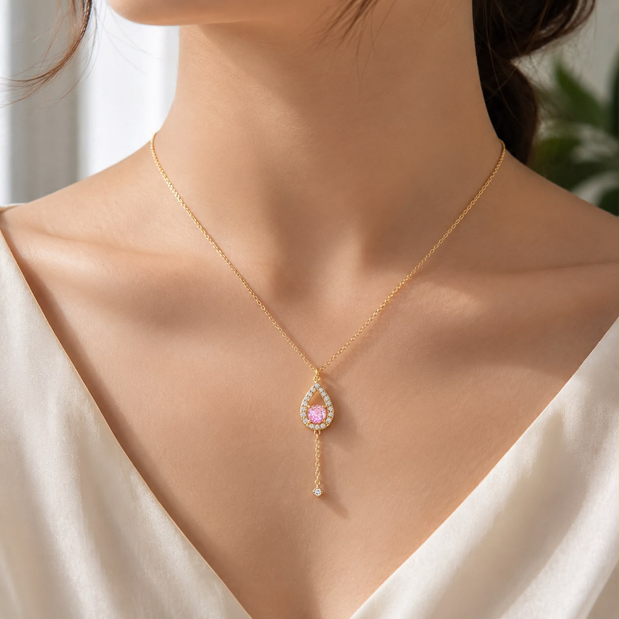 Teardrop Birthstone Necklace