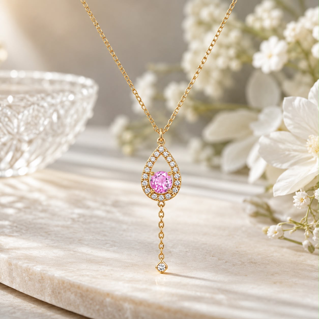 Teardrop Birthstone Necklace