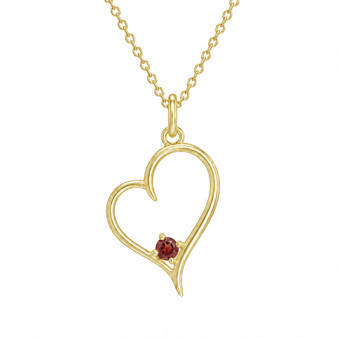 Tilted Heart Birthstone Pendant