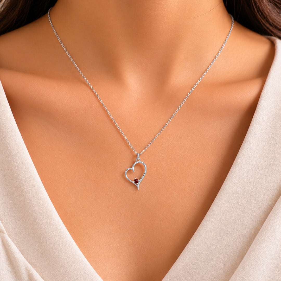 Tilted Heart Birthstone Pendant