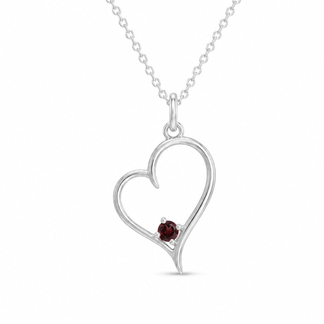 Tilted Heart Birthstone Pendant