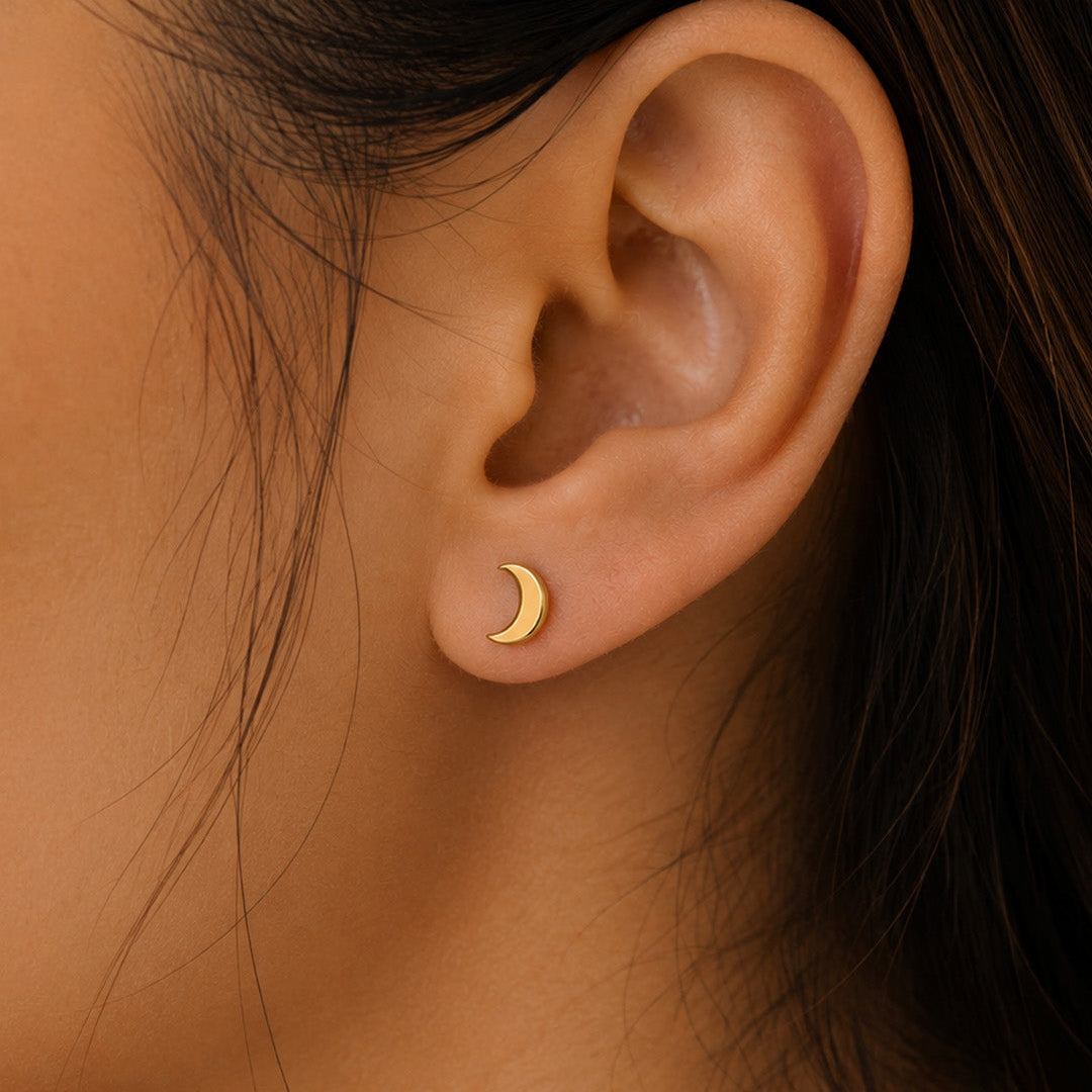 Tiny Moon Stud Earrings