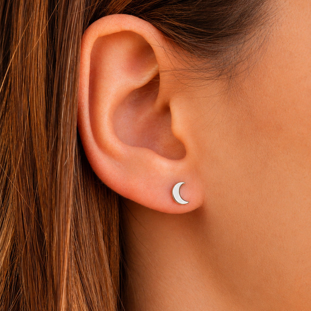 Tiny Moon Stud Earrings