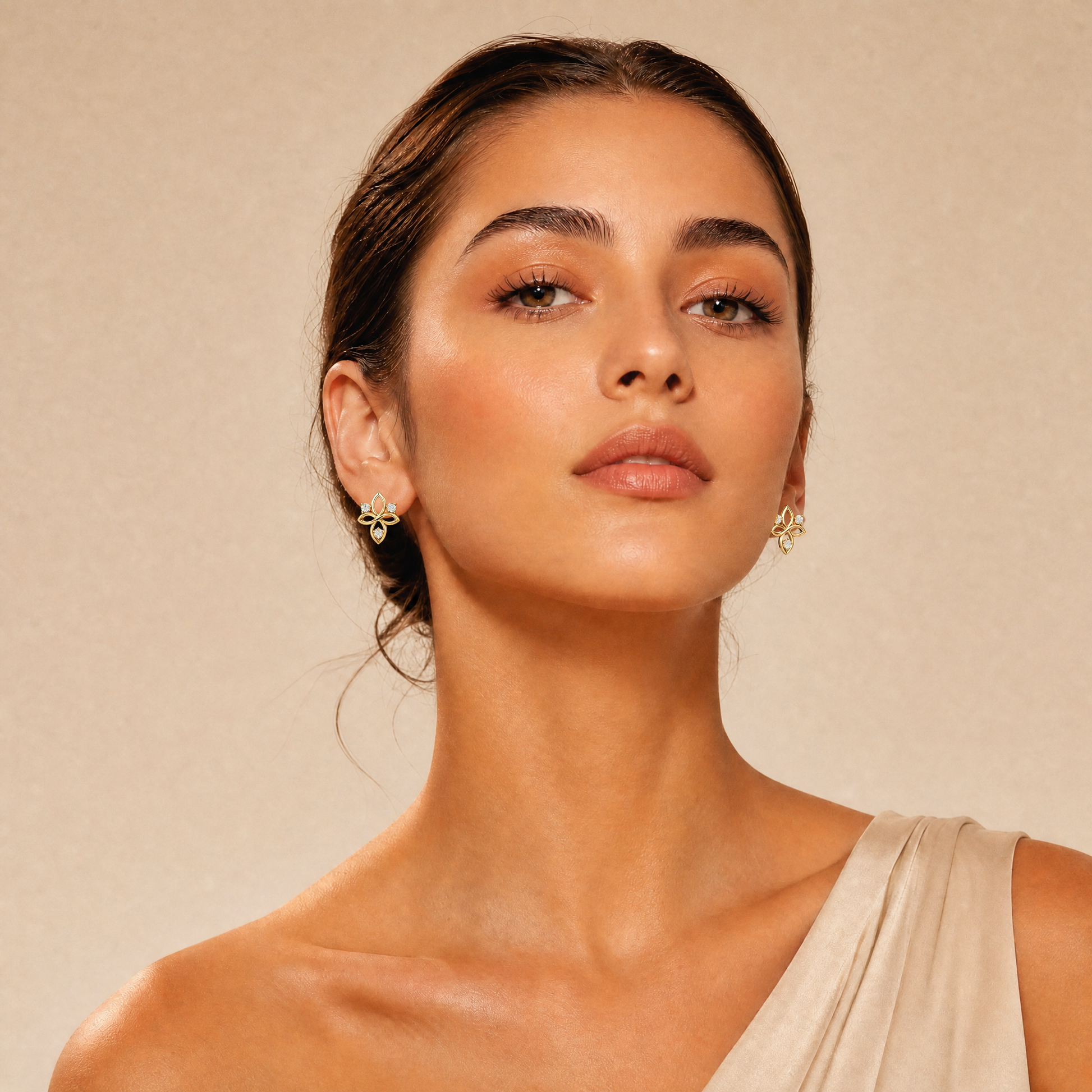 Triple Stone Trinity Knot Earrings