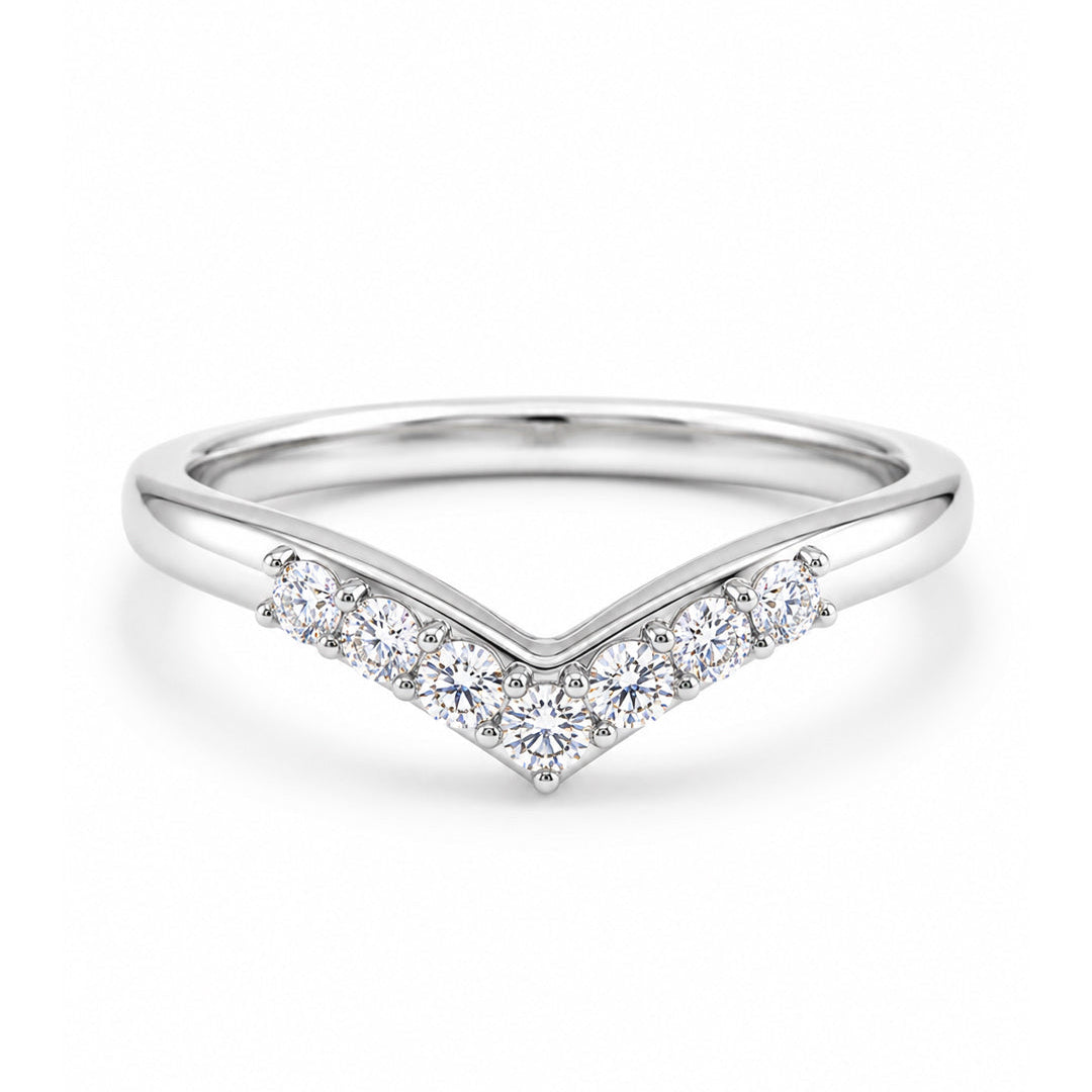 Stacking V Shape Ring with Accent