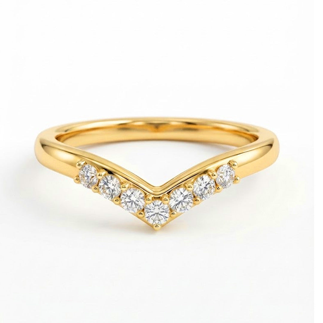 Stacking V Shape Ring with Accent