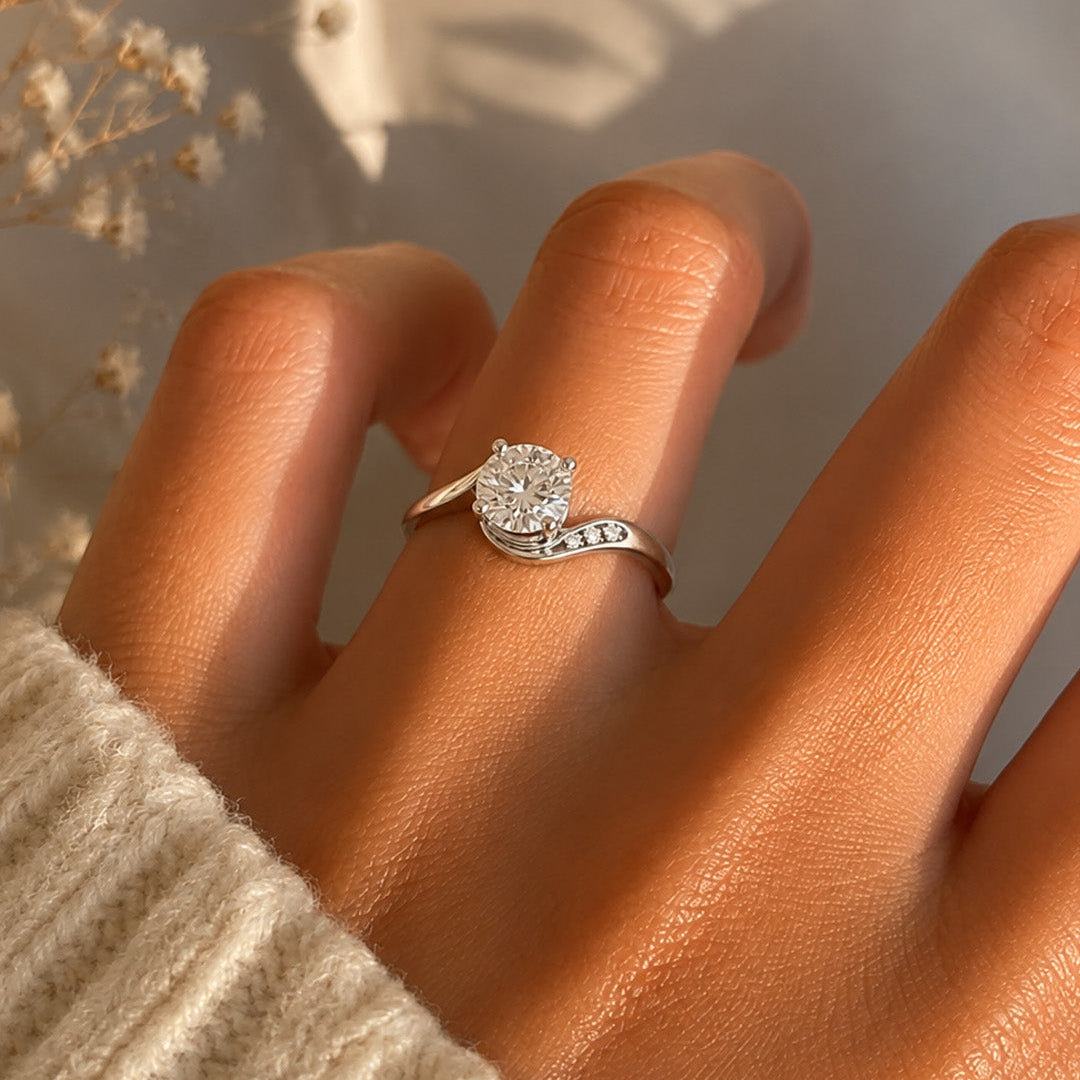 Solitaire Ring with Birthstone Accents