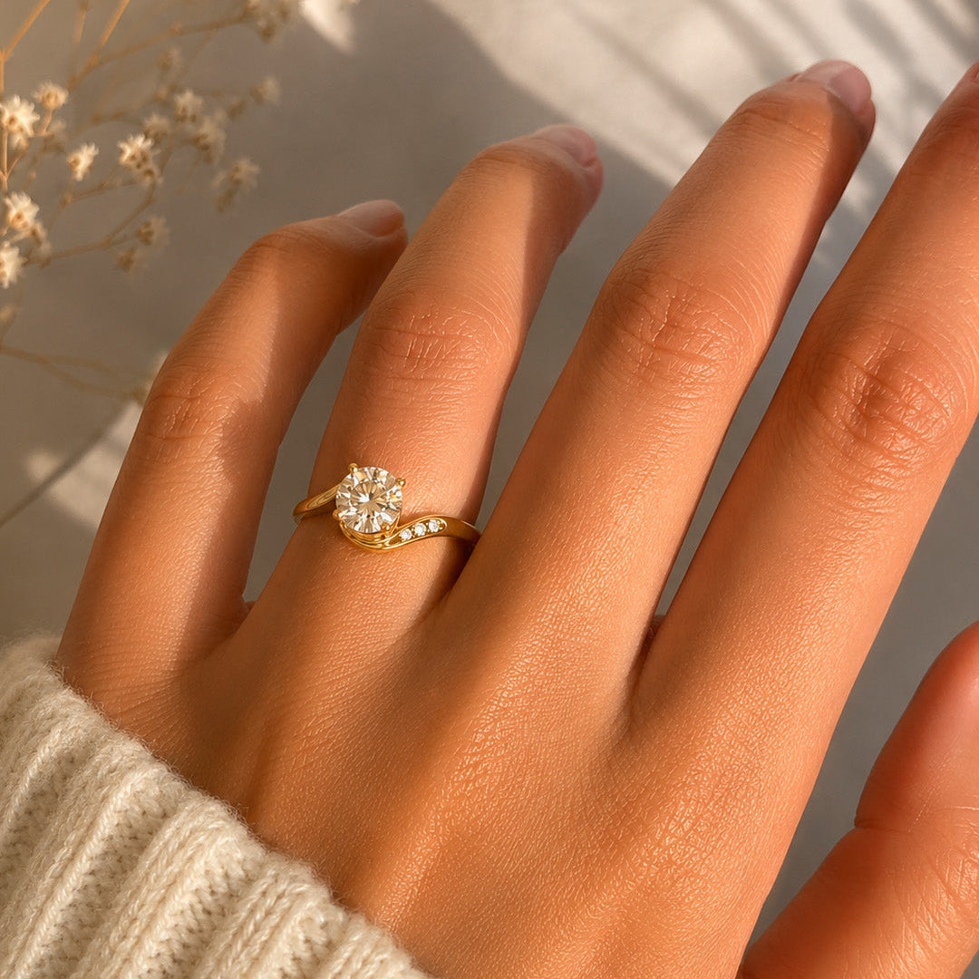 Solitaire Ring with Birthstone Accents